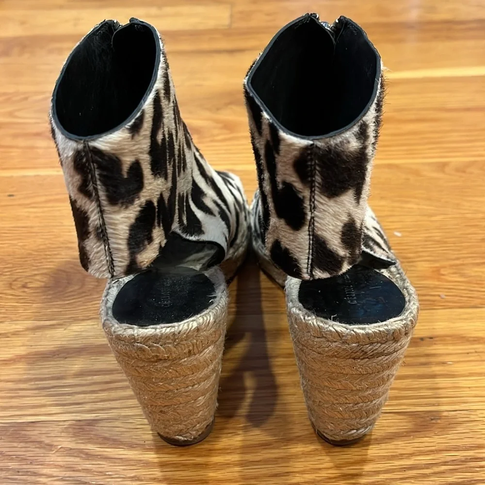 Celine Ponyhair Leopard Print Open Toe Espadrilles Size 6